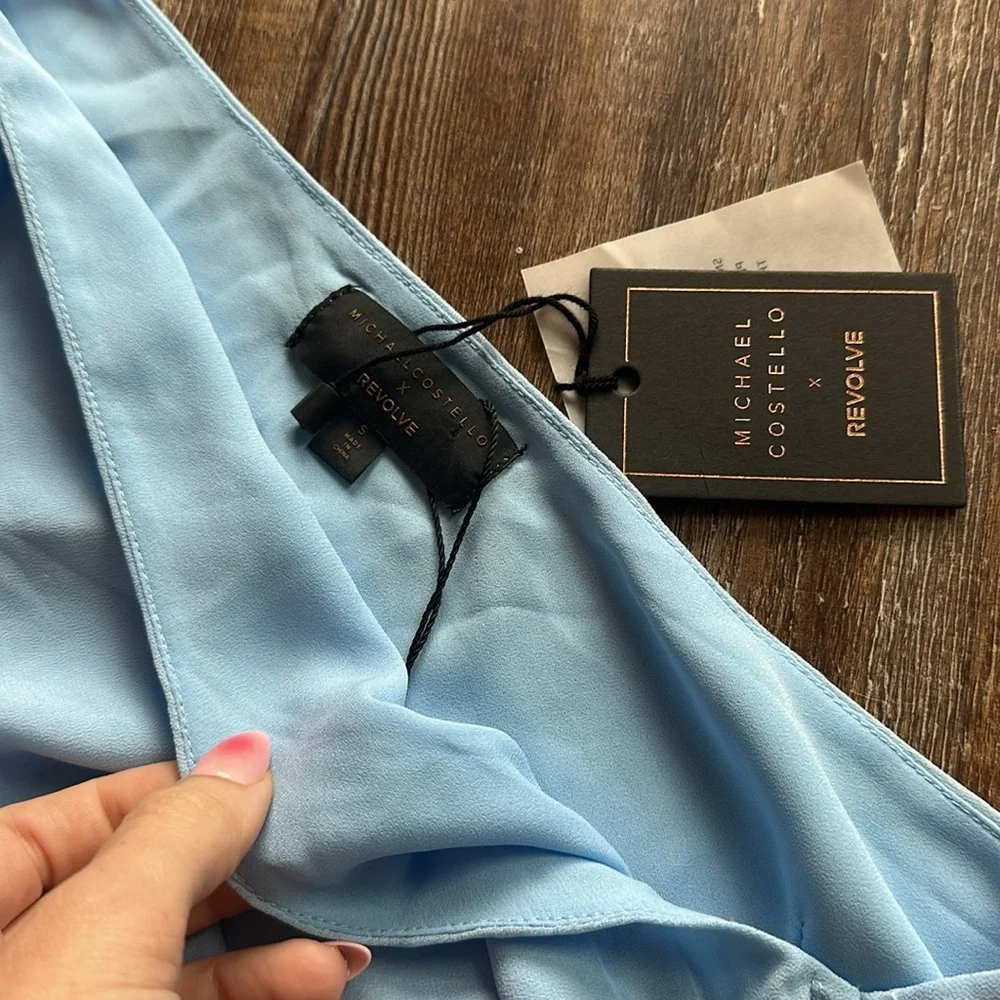 NEW Michael Costello x REVOLVE Sunny Mini Dress in Blue Small nwt - Picture 6 of 6